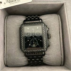 Michele noir deco  with black diamonds watch
